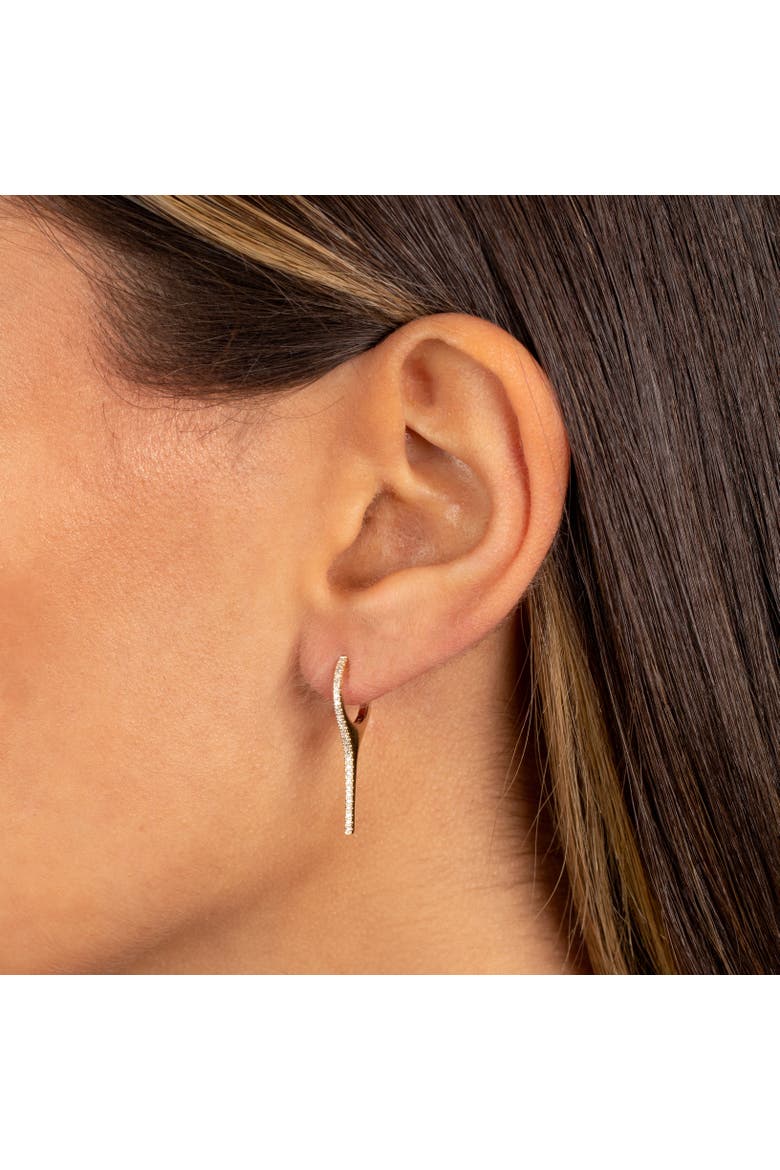 Diamond Pave Elongated Spike Huggie Earring 14K, Alternate, color, 14K White Gold - 25 MM / Pair