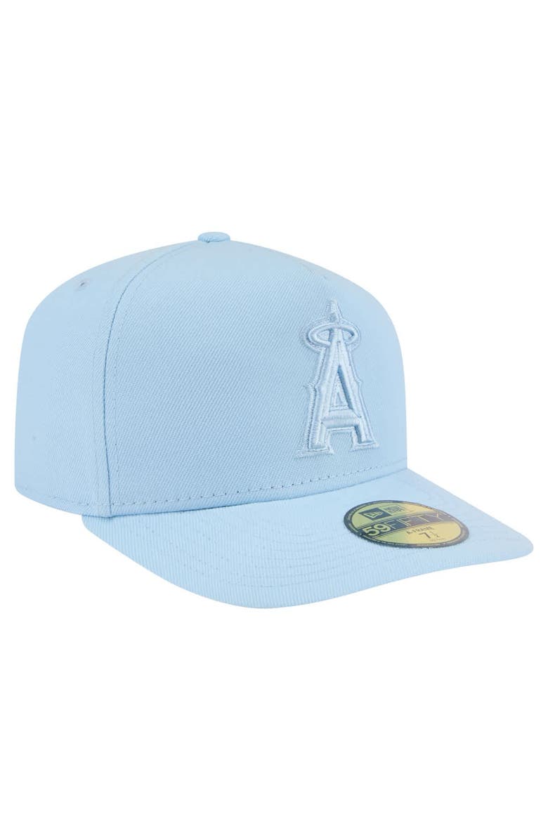New Era Men's New Era Light Blue Los Angeles Angels Color Pack A-Frame 59FIFTY Fitted Hat, Alternate, color,