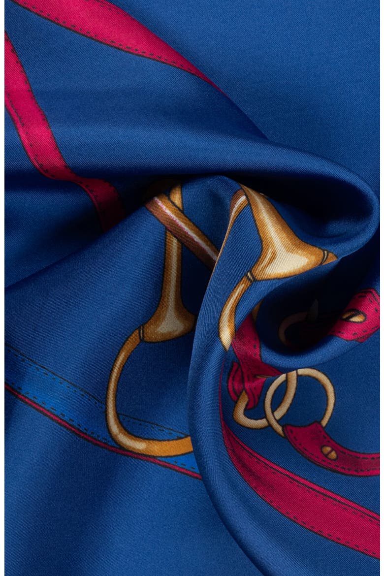 Logo Belting Silk Square Scarf, Alternate, color, BLUE