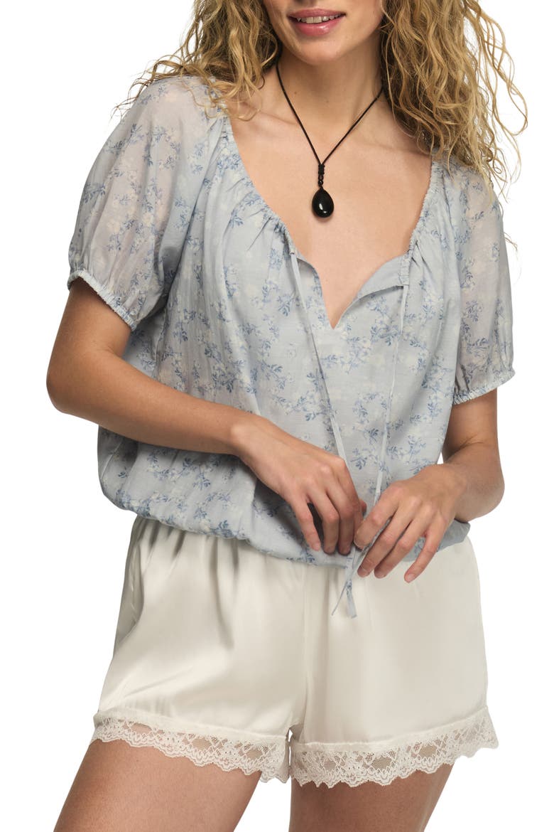 Bubble Hem Top, Main, color, BLUE FLORAL