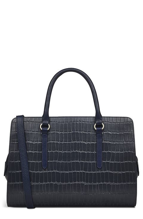 Angel Lange Croc Embossed Leather Tote Bag