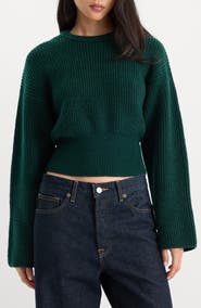 Good American The Chunky Knit Crewneck Sweater