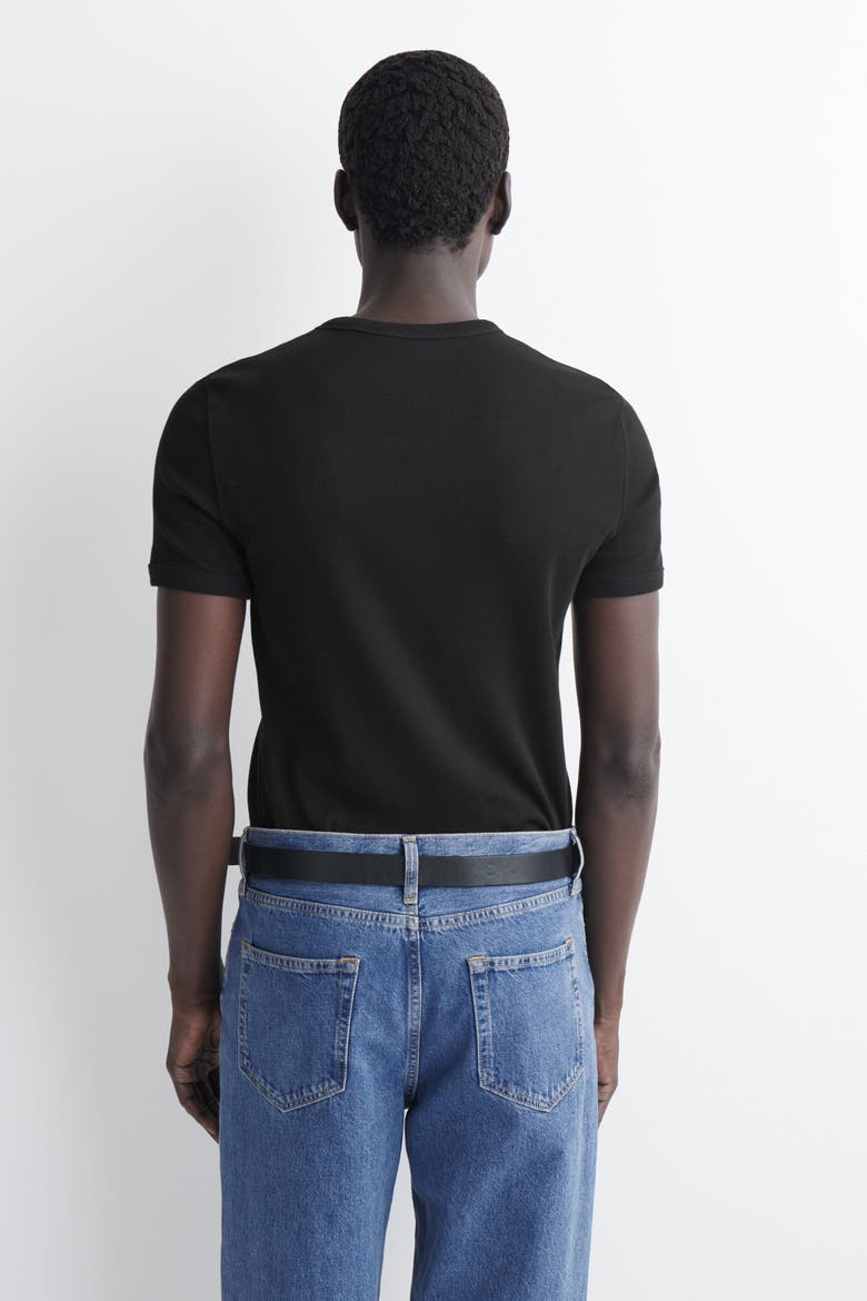 Slim Ribbed Cotton T-Shirt, Alternate, color, BLACK