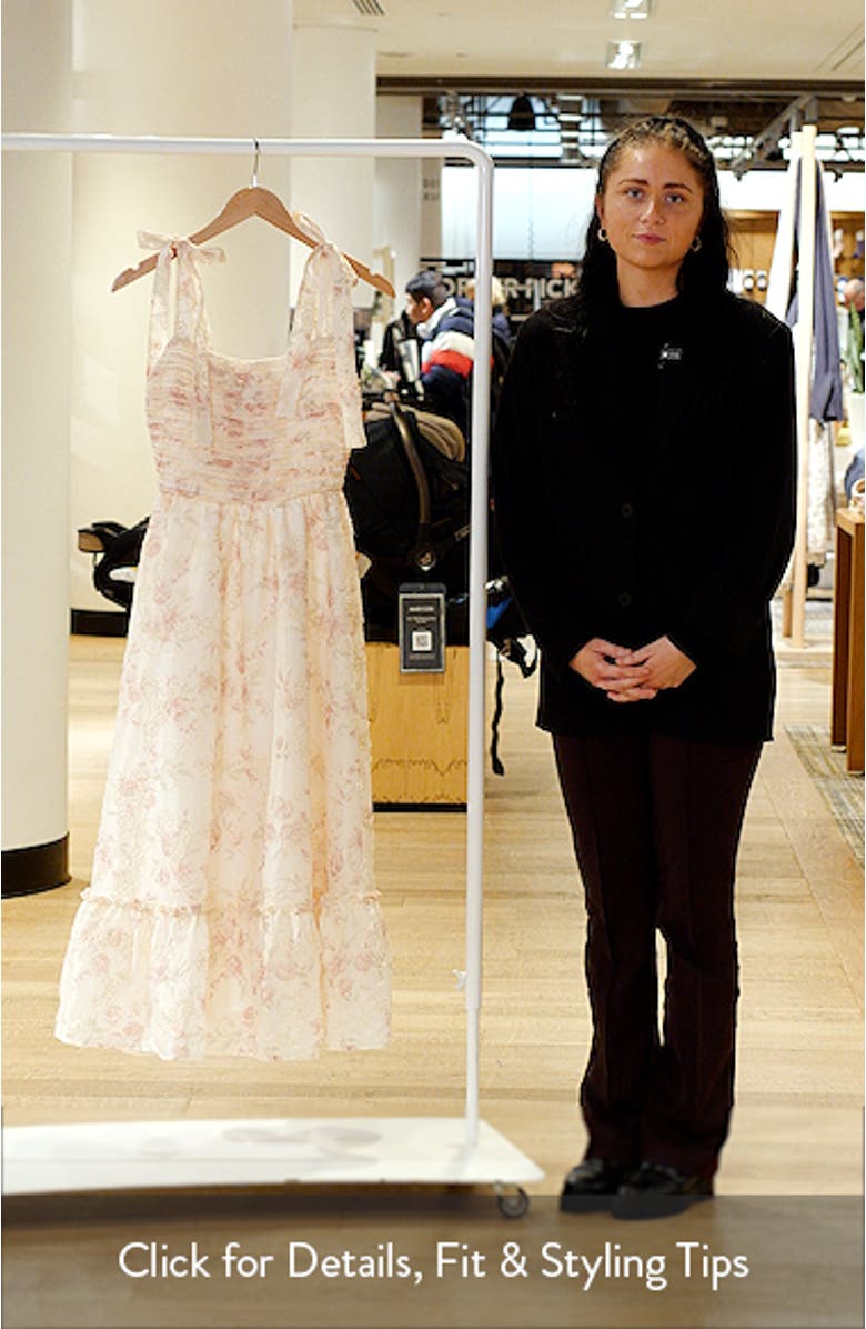 Print Tie Strap Embroidered Maxi Dress, sales video thumbnail