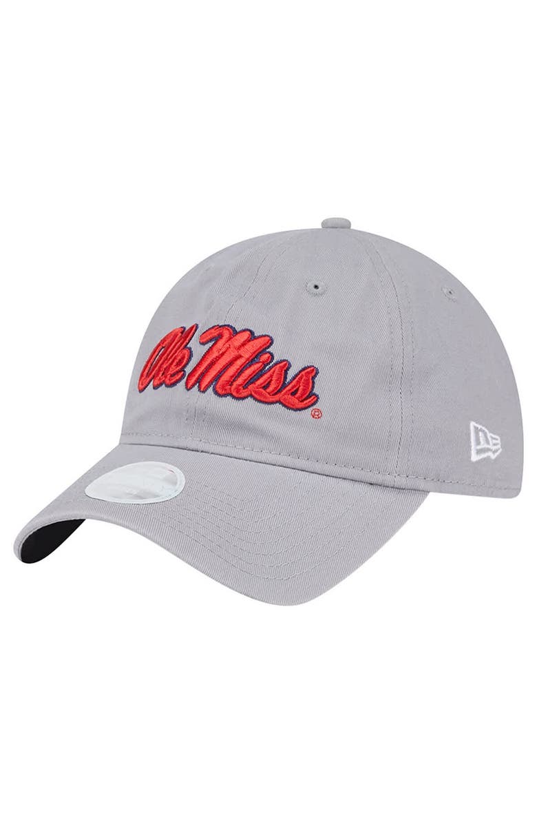 New Era Women's New Era Gray Ole Miss Rebels Logo 9TWENTY Adjustable Hat, Main, color, 