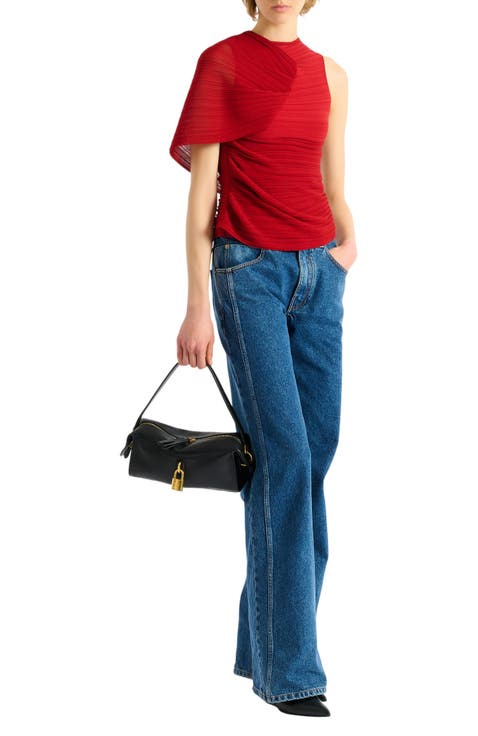 Sleeveless asymmetrical viscose top