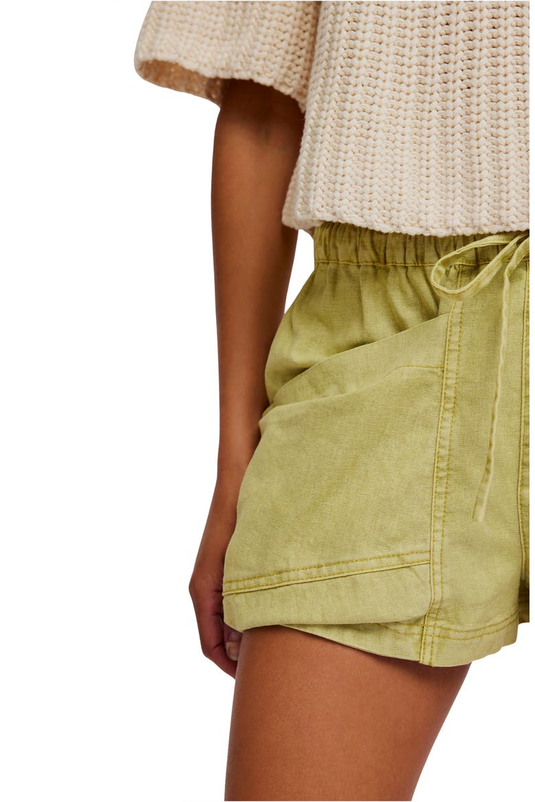 Good Fortune Linen & Cotton Shorts, Alternate, color, WARM OLIVES