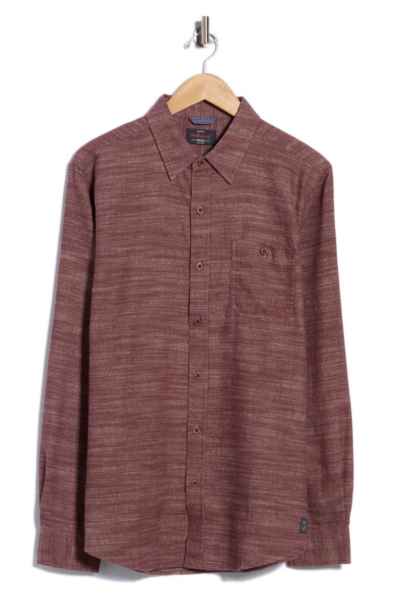 Cotton Peached Texture Button Up Shirt, Main, color, BRICK