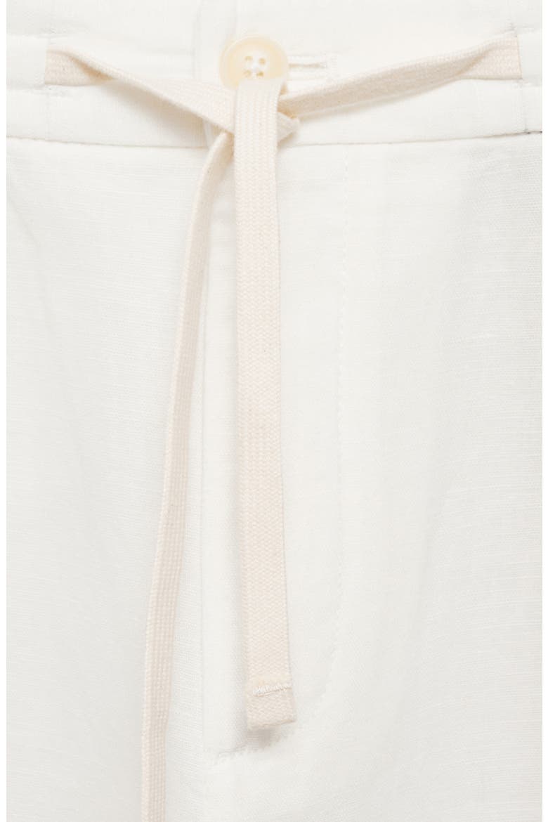 Slim Fit Pleated Crop Linen & Cotton Drawstring Pants, Alternate, color, WHITE