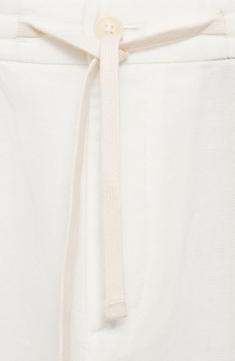 MANGO Slim Fit Pleated Crop Linen & Cotton Drawstring Pants, Alternate, color, 