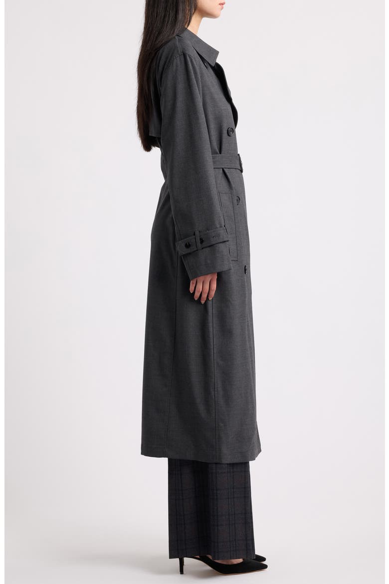 Double Breasted Trench Coat, Alternate, color, CHARCOAL MELANGE - A08
