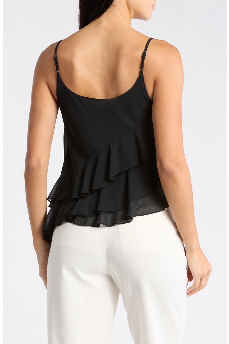 Ruffle Asymmetrical Chiffon Cami, Alternate, color, BLACK
