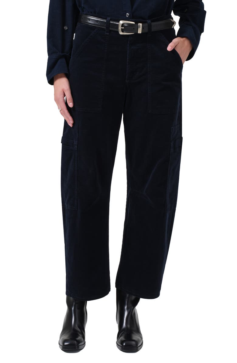 Citizens of Humanity Marcelle Low Rise Barrel Corduroy Cargo Pants, Main, color, Navy
