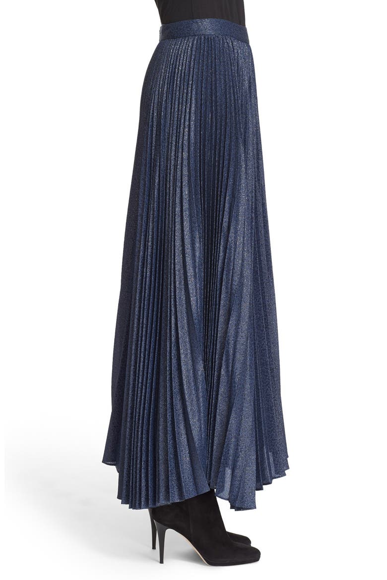 'Katz' Metallic Pleat Maxi Skirt, Alternate, color, SAPPHIRE