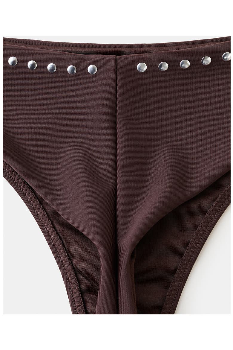 Studded Brazilian Bikini Bottoms, Alternate, color, BROWN