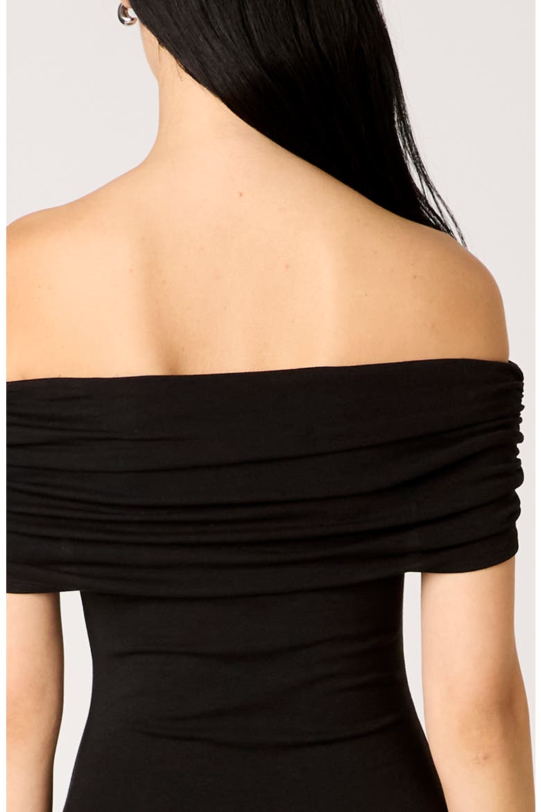 Celine Off the Shoulder Body-Con Midi Dress, Alternate, color, BLACK