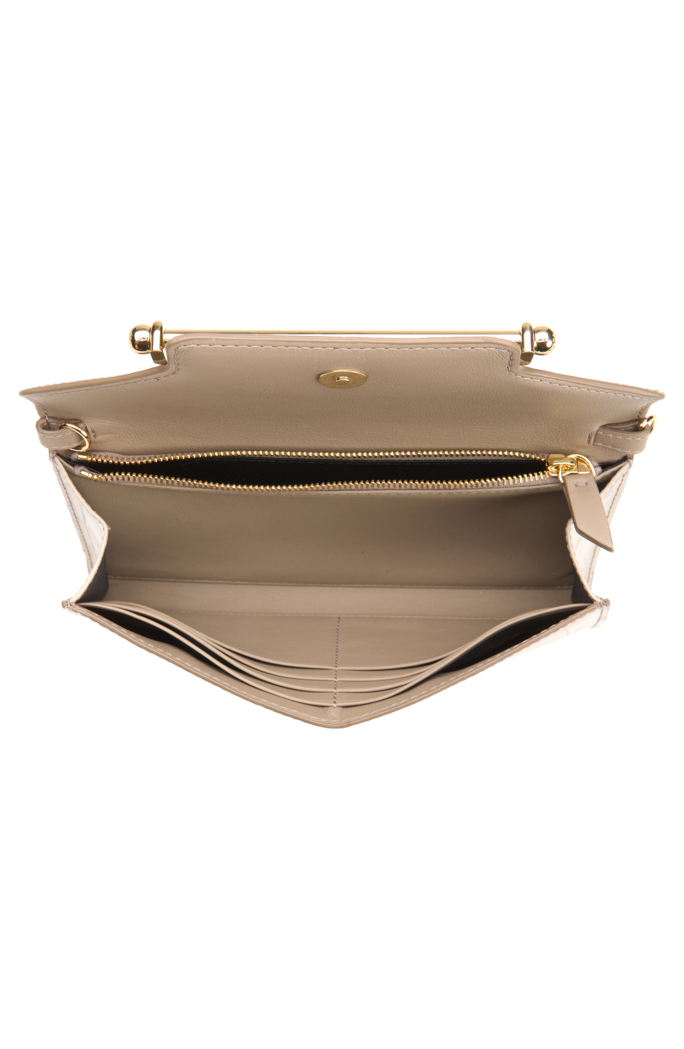 Multrees Croc Embossed Chain Wallet, Alternate, color, LIGHT TAUPE