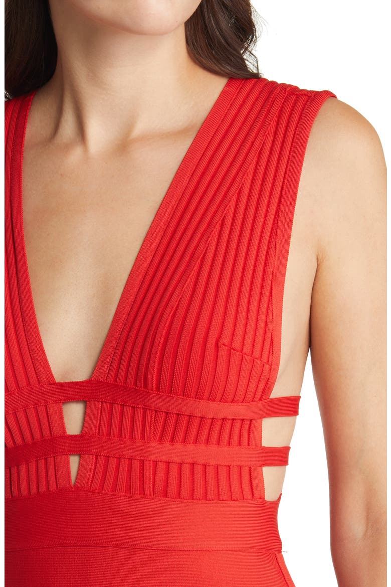 Plunge Neck Bandage Dress, Alternate, color, RED