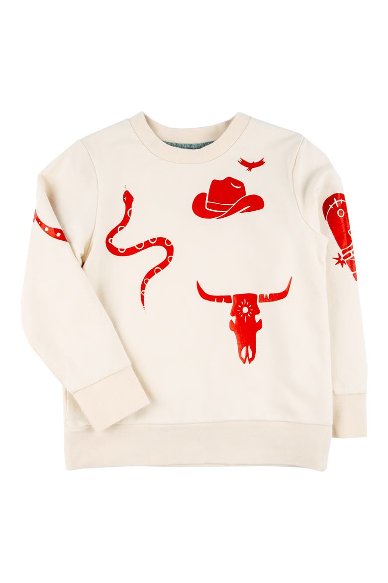 Kids' Corey Western Print Crewneck Sweatshirt, Main, color, WILD HORSES