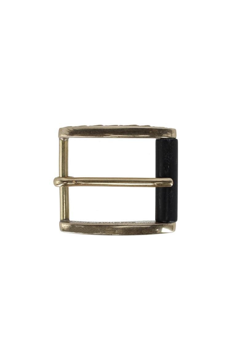 35mm Italian Side Detailed Solid Brass with Black Stag Horn Roller Harness Belt Buckle, Main, color, Polished Brass