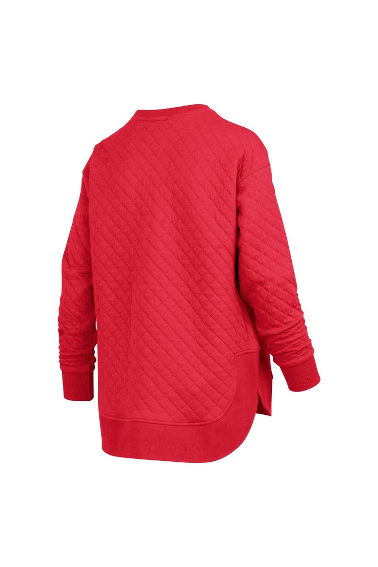 Women's Pressbox Red Wisconsin Badgers Quilted Long Sleeve Pullover Sweatshirt, Alternate, color, Red