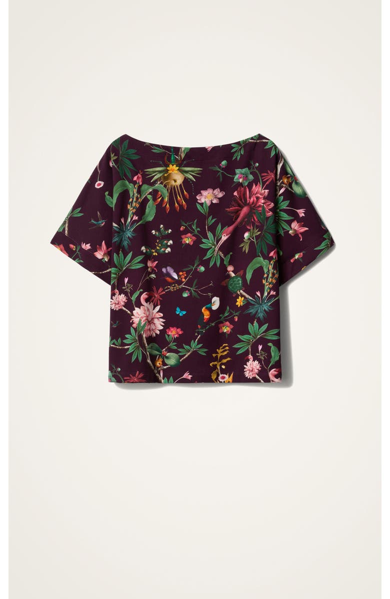 La DoubleJ Meditation Poncho, Alternate, color, Zooflora Bordeaux