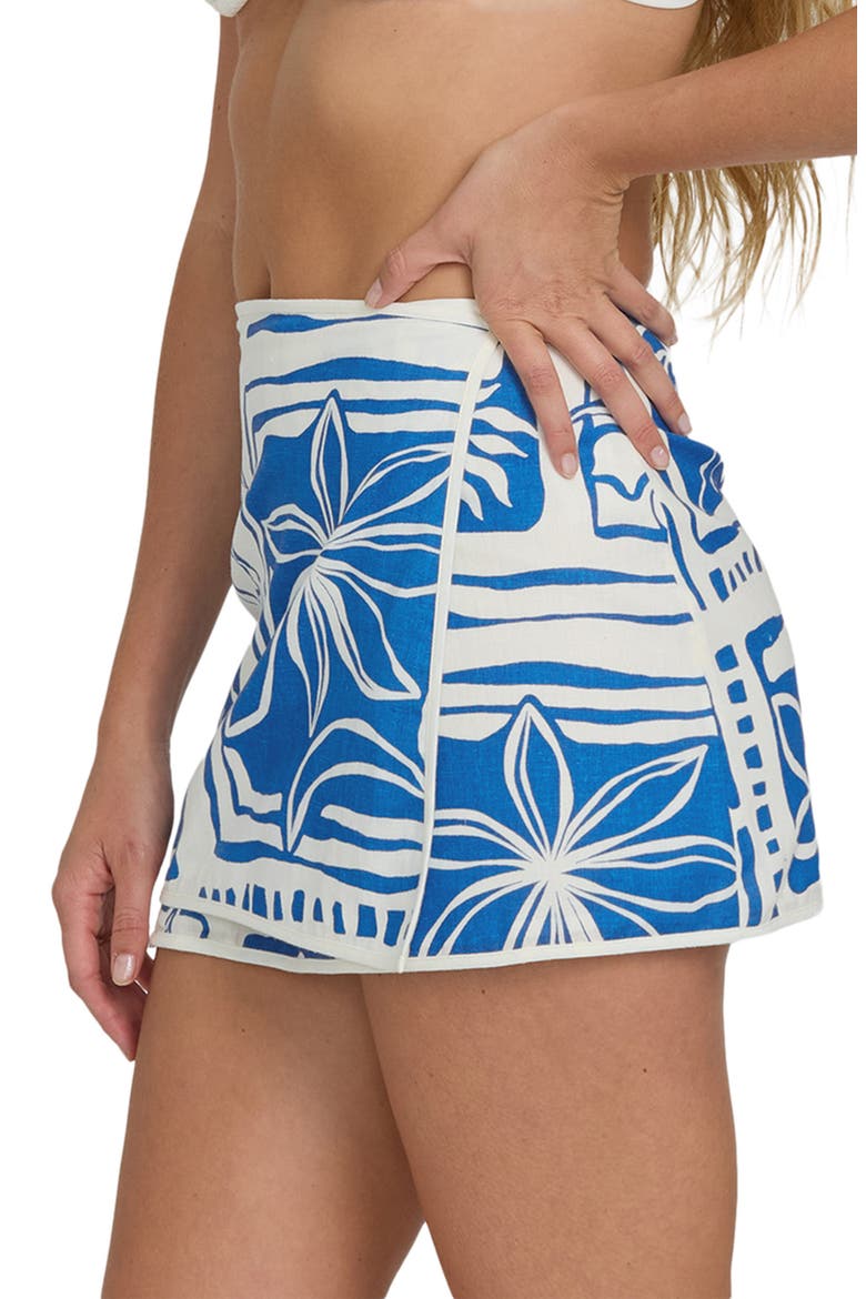 Sea Glow Cotton & Linen Miniskirt, Alternate, color, TRUE BLUE