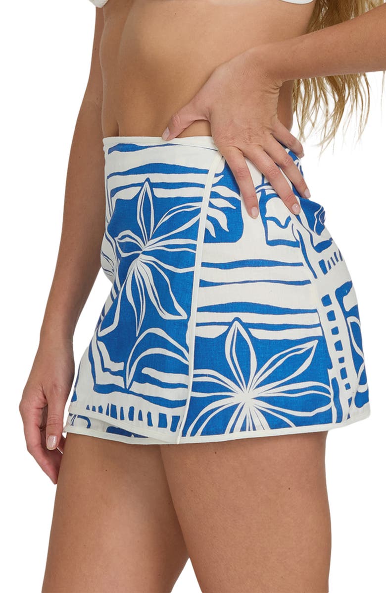Billabong Sea Glow Cotton & Linen Miniskirt, Alternate, color, True Blue