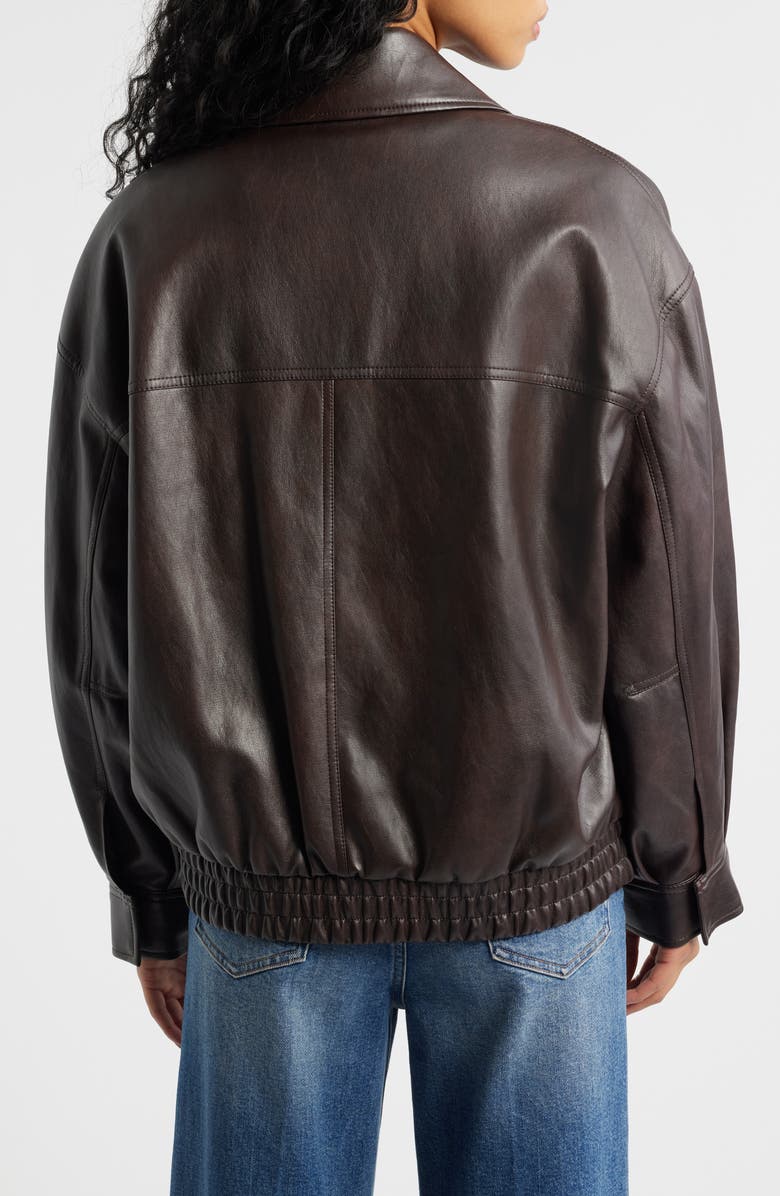 MANGO Marti Faux Leather Jacket, Alternate, color, Brown