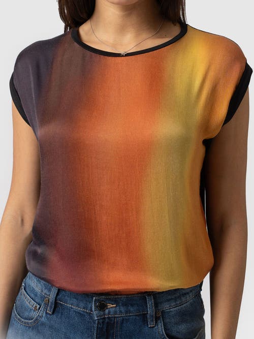 Saint + Sofia Turn Up Contrast Tee In Orange