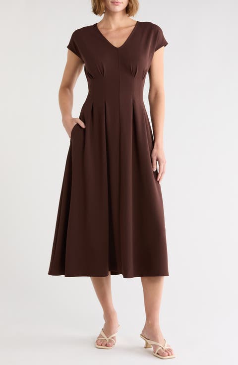 Pleated Waist A-Line Dress