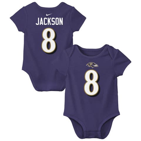 Newborn & Infant Nike Lamar Jackson Purple Baltimore Ravens Player Name & Number Bodysuit