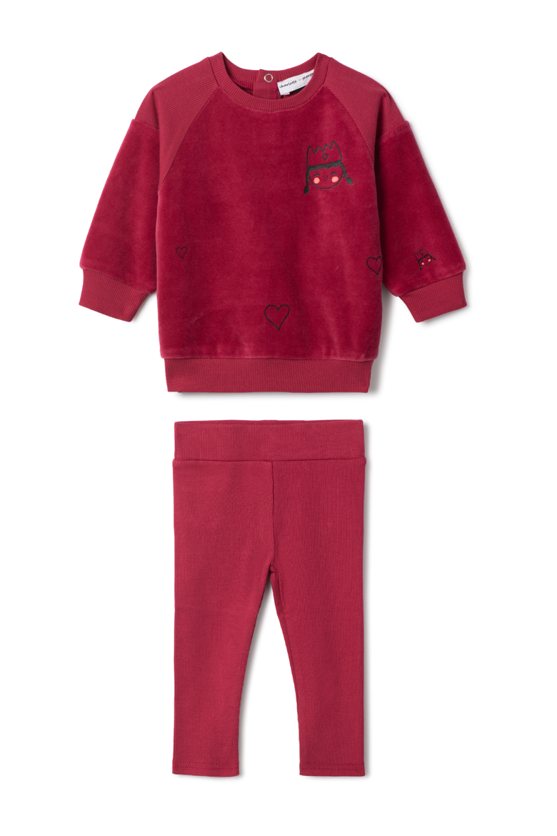 Princess Print Velour Sweatshirt and Leggings Set, Alternate, color, Cream