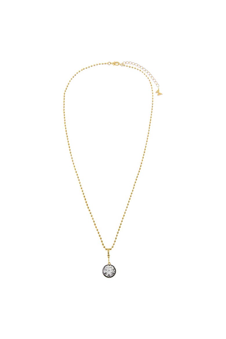 CZ Rounded Encased Statement Necklace Charm, Alternate, color, Gold