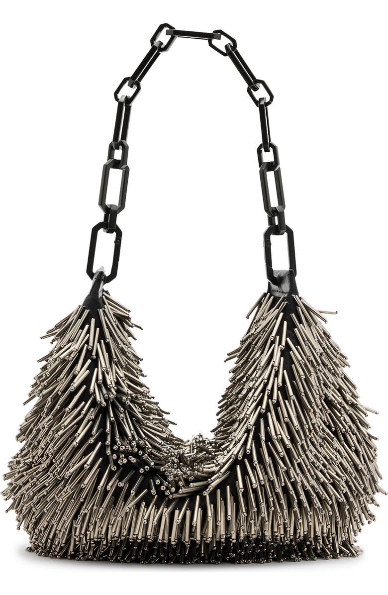 AllSaints Mini Madea Chain Handle Leather Handheld Bag, Main, color, Silver/ Silver