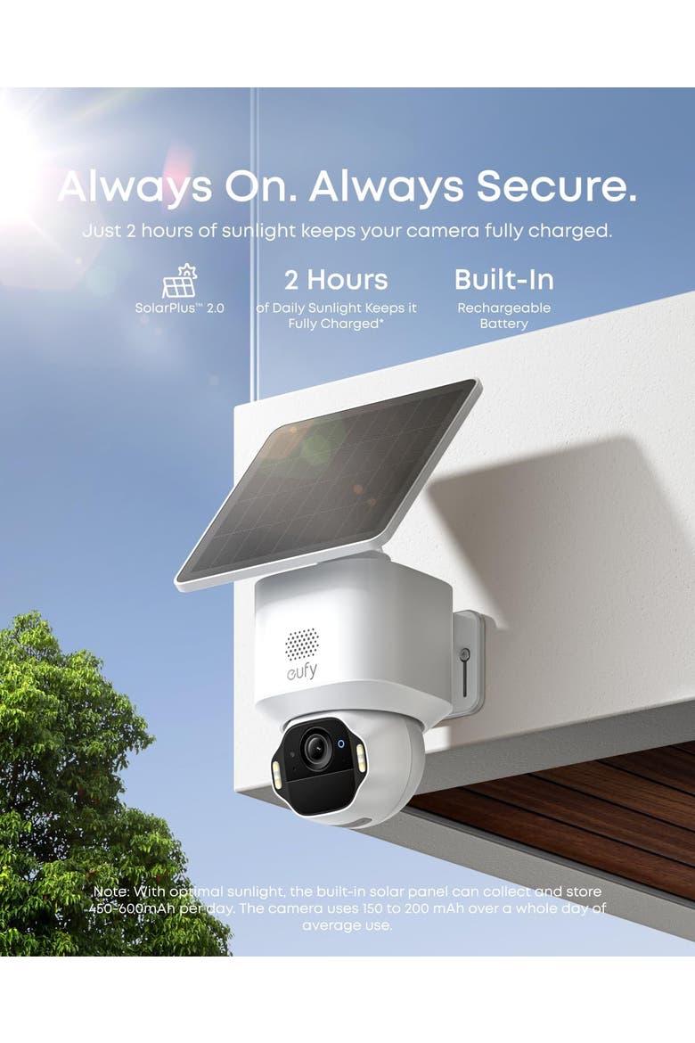 E42 4-Cam Kit with HomeBase S380 Solar Wireless Security System, Alternate, color, White