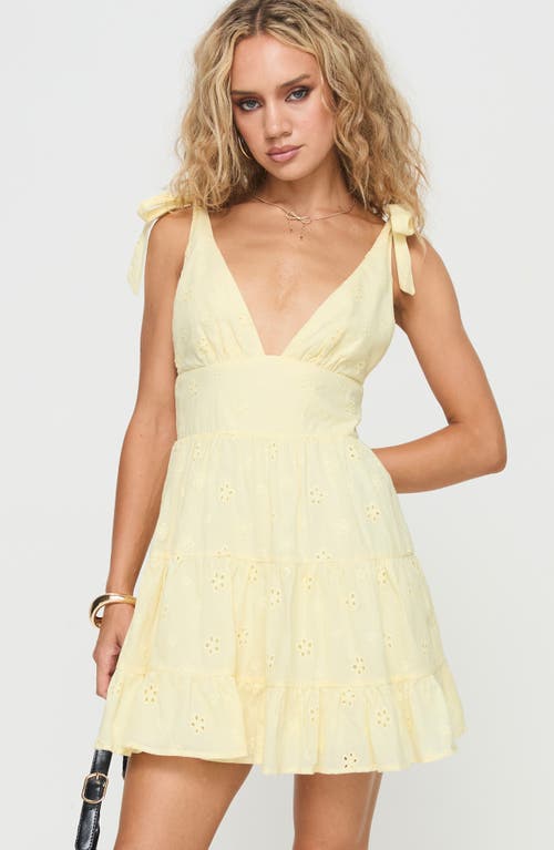 PRINCESS POLLY PRINCESS POLLY GALVIS FLORAL EYELET COTTON MINIDRESS