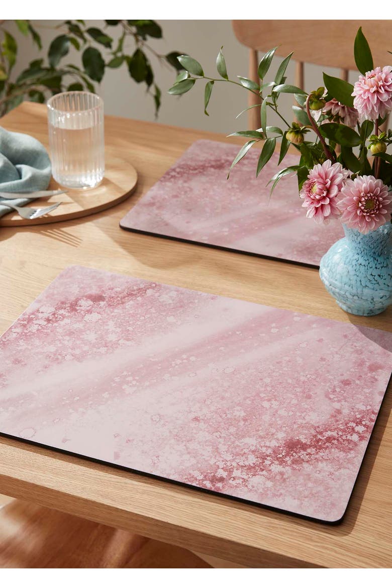 Minerals Rose Quartz Set of 4 Cork Back Placemats, Alternate, color, Pink