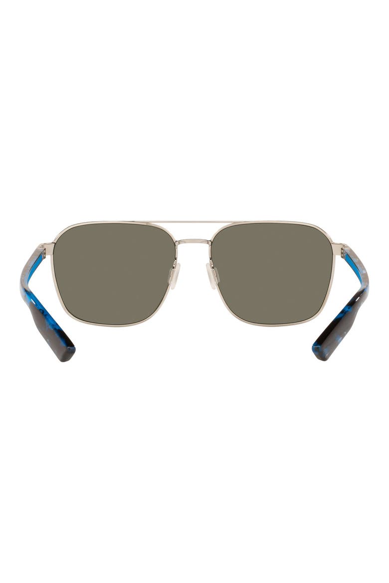 Wader 58mm Polarized Mirrored Rectangular Sunglasses, Alternate, color, SILVER / BLUE MIRROR 580G