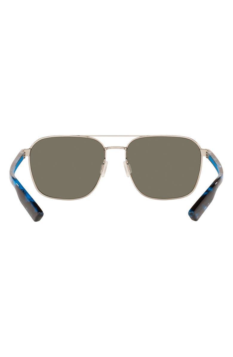 Costa Del Mar Wader 58mm Polarized Mirrored Rectangular Sunglasses, Alternate, color, Silver / Blue Mirror 580G