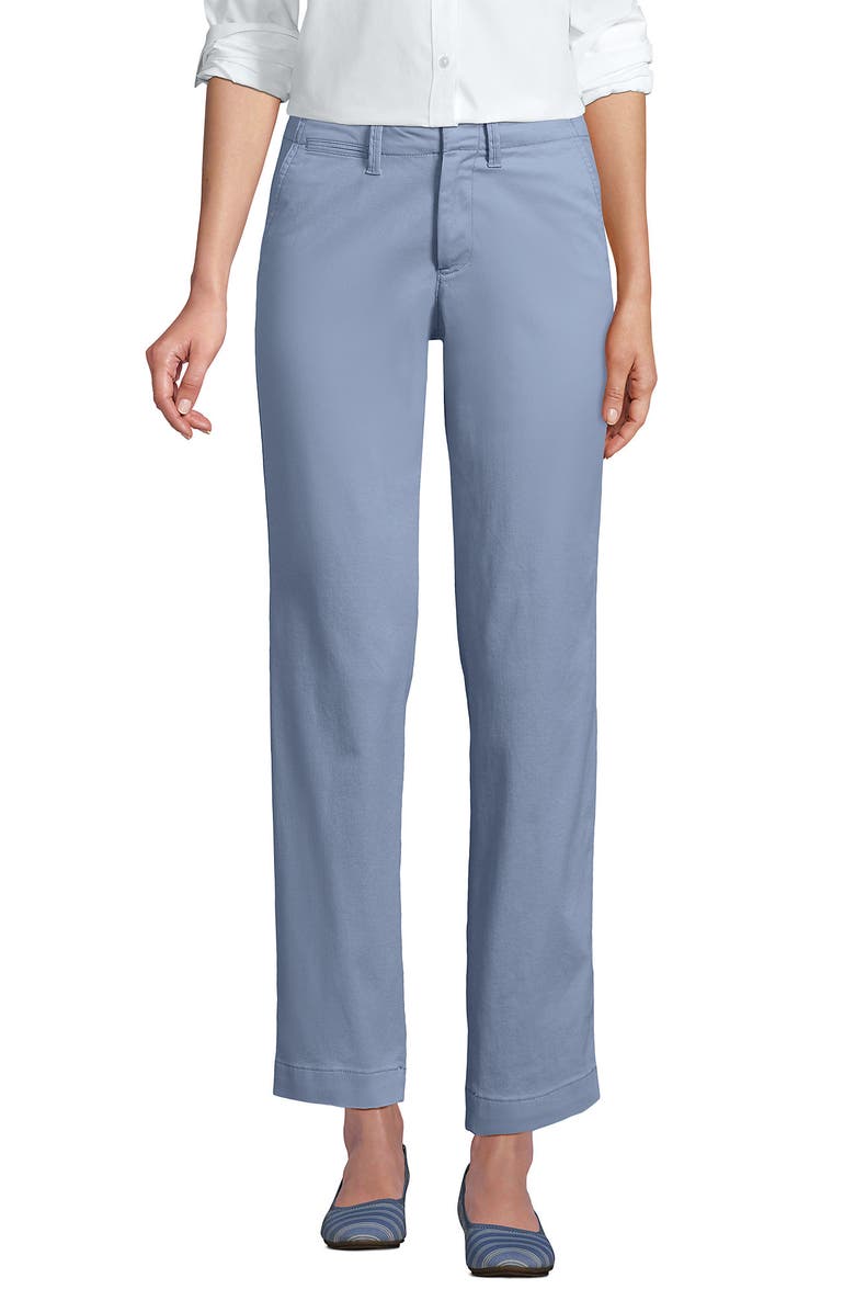 Lands' End Mid Rise Classic Straight Leg Chino Ankle Pants, Main, color, Pale Slate Blue