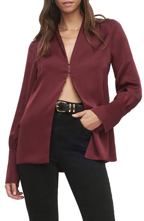 The Izzy Fluted Sleeve Satin Shirt