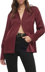 Favorite Daughter The Izzy Fluted Sleeve Satin Shirt