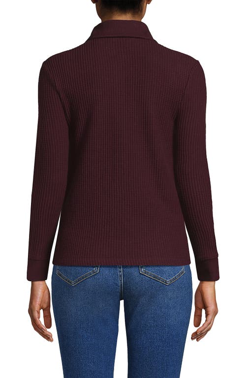 Lands' End Waffle Relaxed Long Sleeve Shirt Jacket In Brown