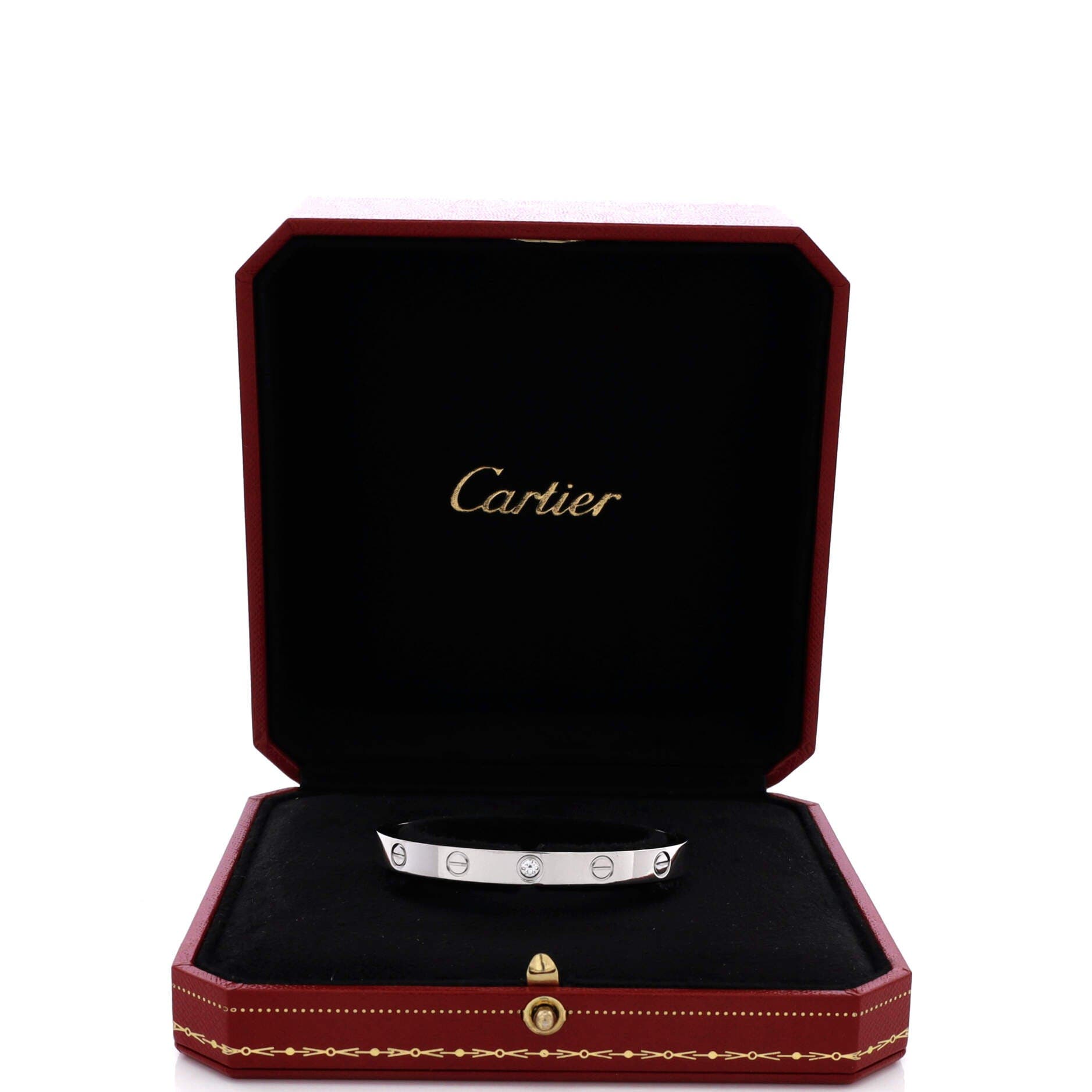 Love 1 Diamond Cuff Bracelet 18K White Gold with Diamond, Alternate, color, Metallic Gold