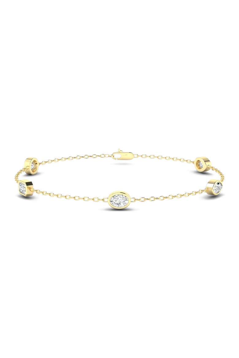 Multi Shape Bezel Station Bracelet Lab Diamond in 14K Gold, Alternate, color, Yellow Gold