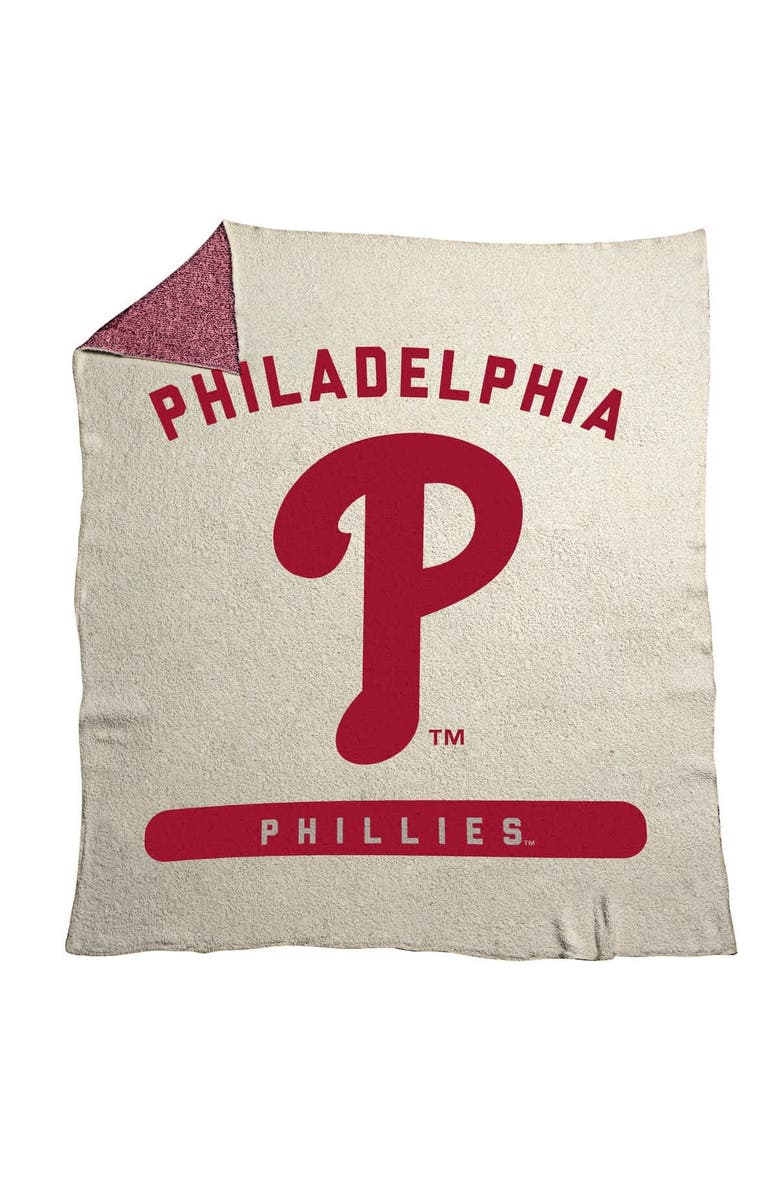LOGO BRANDS Philadelphia Phillies 50" x 60" Luxe Dreams Throw Blanket, Main, color, Oatmeal