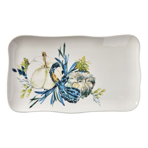 Autumn Botanical Rectangular Serving Platter Multicolor