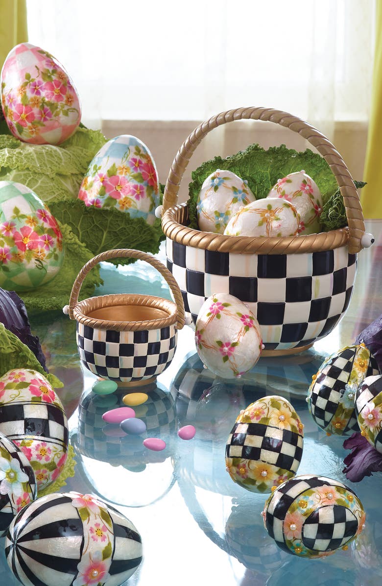 MACKENZIE CHILDS Courtly Check Large Basket, Alternate, color, Black