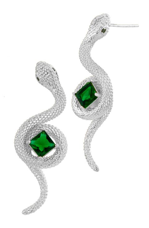 Cubic Zirconia Snake Drop Earrings